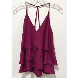 NWT: Express - Women's Ruffled, V-Neck, Racerback,  Plum Camisole (size S)